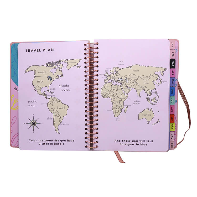 Custom A5 Spiral Notebook Hardcover School Student Daily Weekly Monthly Diary Planner