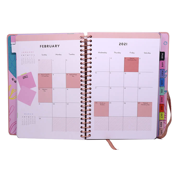 Custom A5 Spiral Notebook Hardcover School Student Daily Weekly Monthly Diary Planner