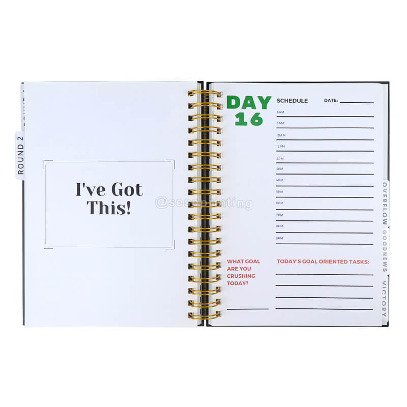 Custom Printing Daily Action Journal Inspirational Goal Schedule Planner Notebook Mindset Planner