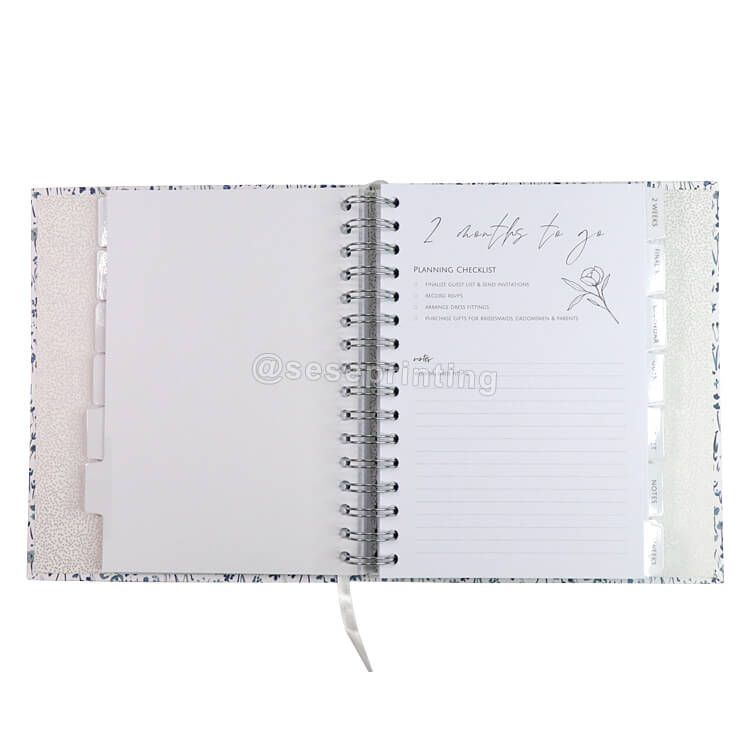 Custom Logo Bridal Planning Journal A5 Spiral Hardcover Wedding Planner Book and Organizer