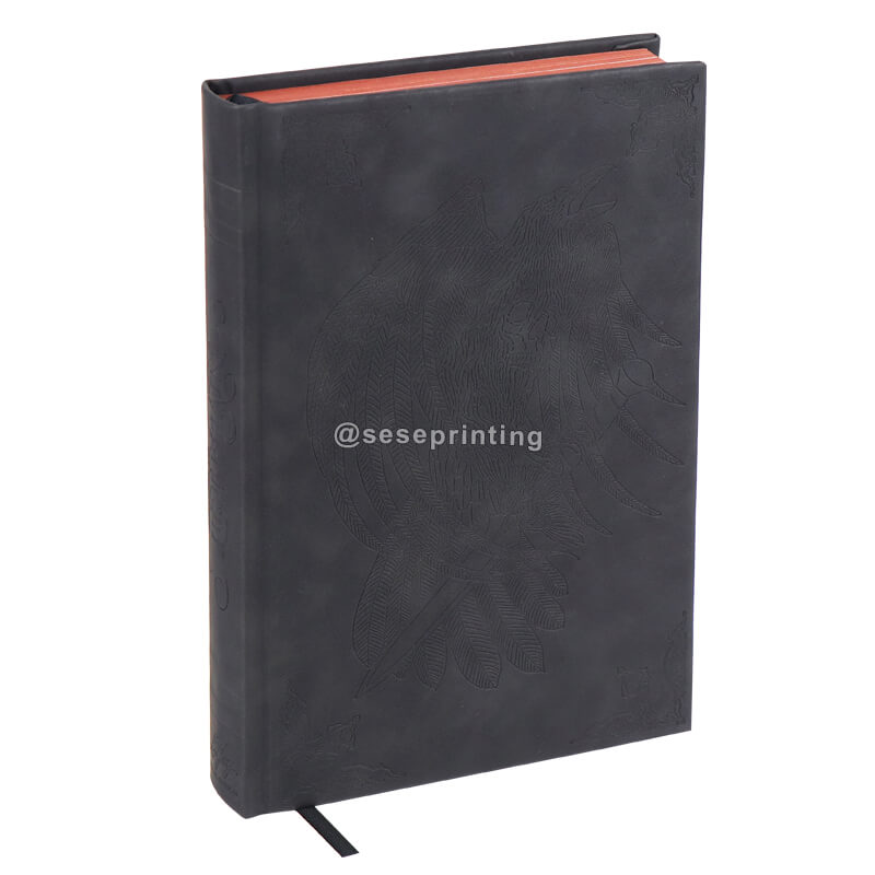 Custom High Quality Pu Leather Embossed Book Cover and Printing Service Novel Book Sprayed Edges Book