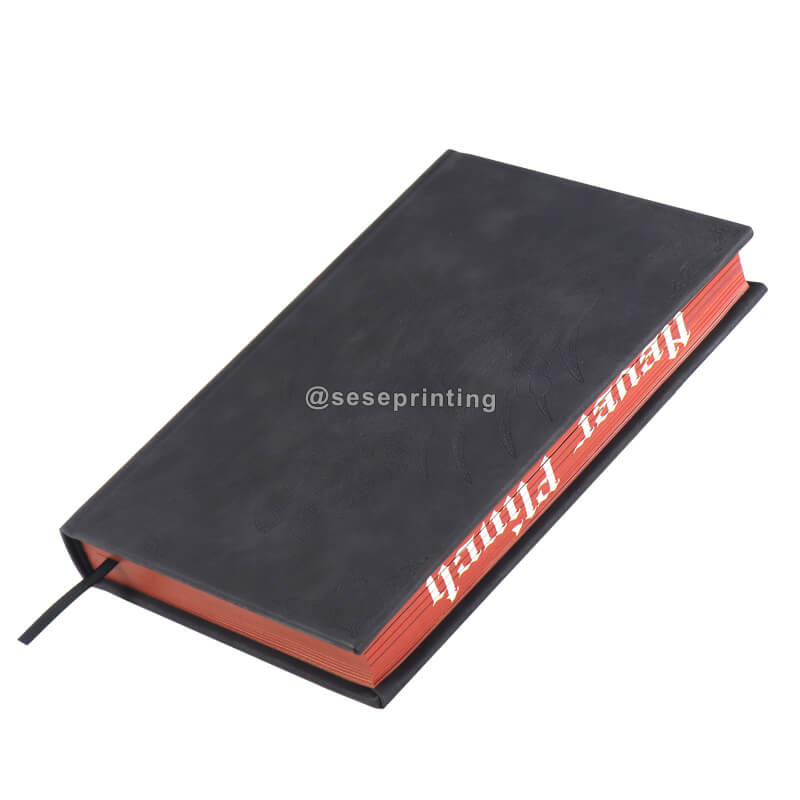 Custom High Quality Pu Leather Embossed Book Cover and Printing Service Novel Book Sprayed Edges Book