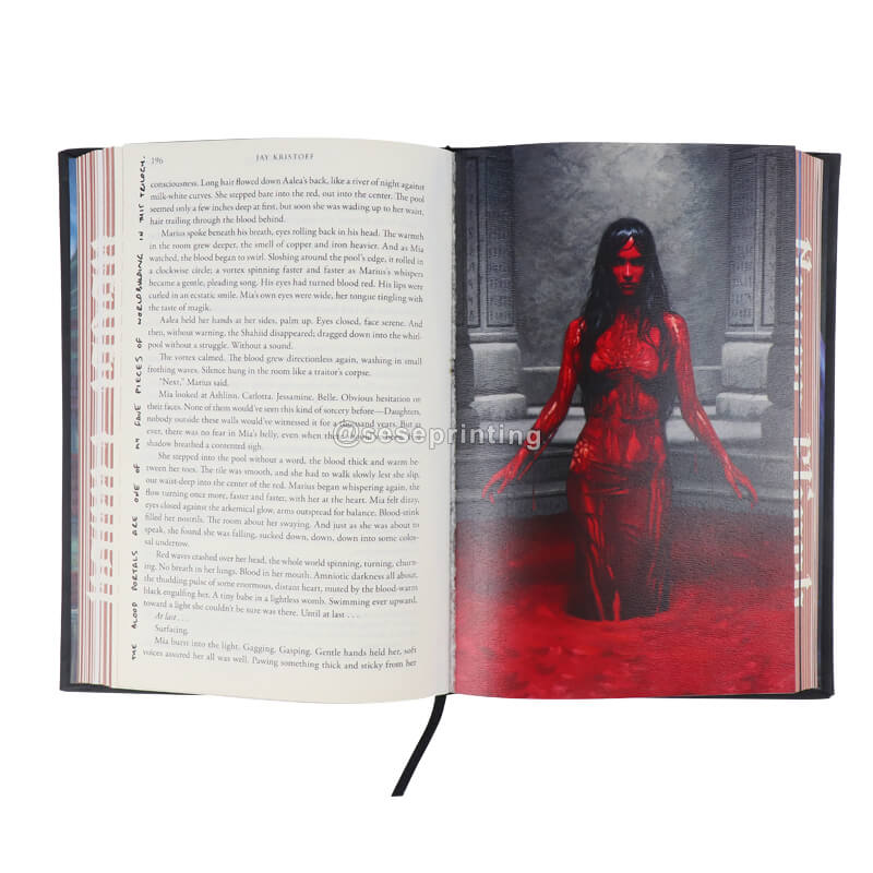 Custom High Quality Pu Leather Embossed Book Cover and Printing Service Novel Book Sprayed Edges Book