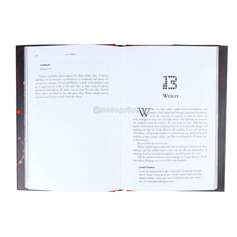 Custom Sprayed Edge Hardcover Book Embossed Cover Book Novels Printing with Paper Dust Jacket