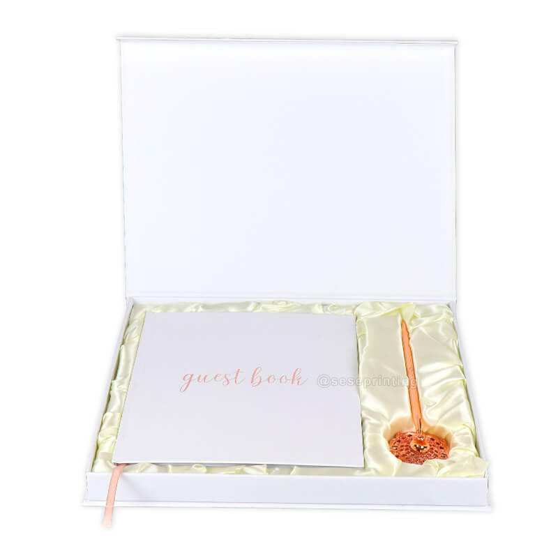 Custom Gold Foil Wedding Guestbook Memory Signature Guest Books with Pen Set