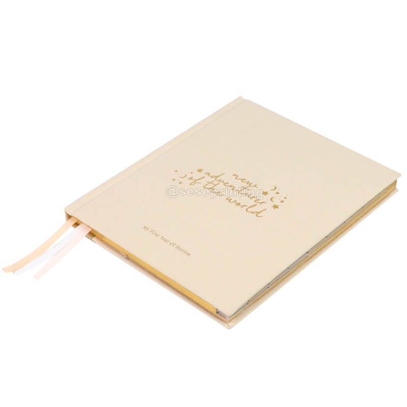 Journals Notebook Custom Gold Foil Stamping Logo Hardcover Linen Fabric Cover A5 Journal