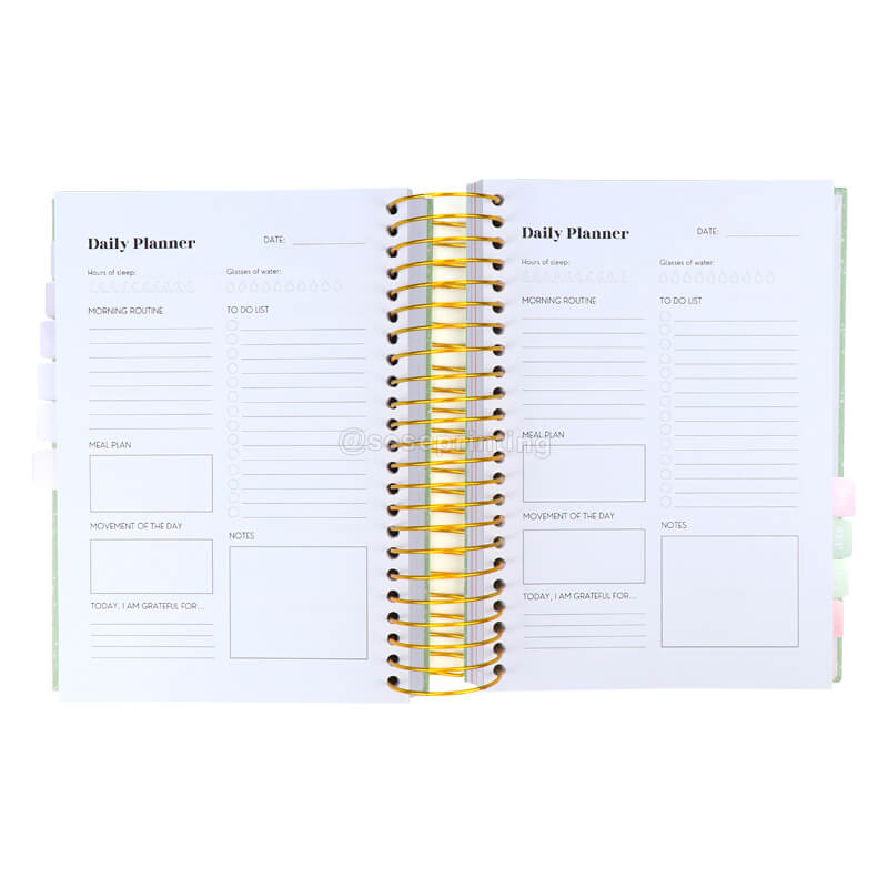 Custom Printing Spiral Daily Mindful Planner Agenda Grateful Journal