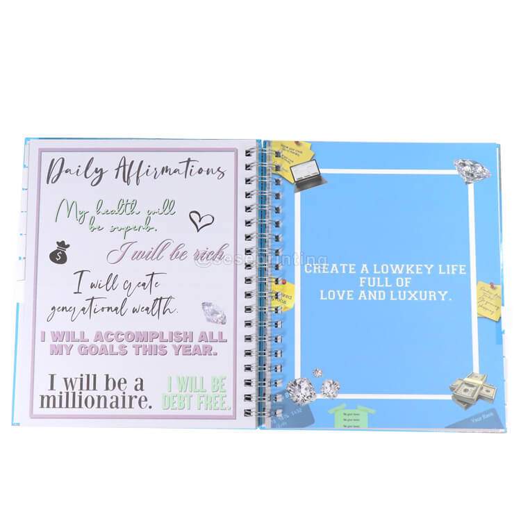 Custom Logo A5 Spiral Goal Planner Daily Affirmation Journal Agenda Notebook