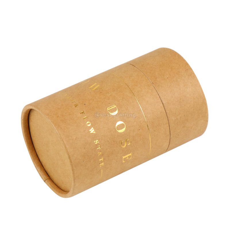 Brown Kraft Round Paper Packaging Luxury Cylinder Gift Tube Box