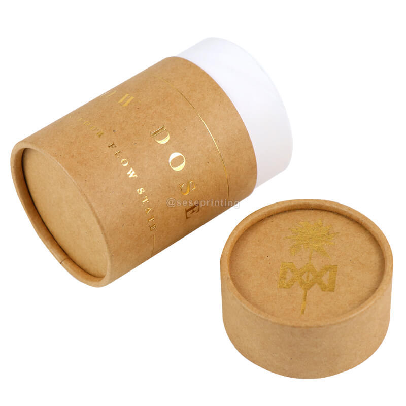 Brown Kraft Round Paper Packaging Luxury Cylinder Gift Tube Box