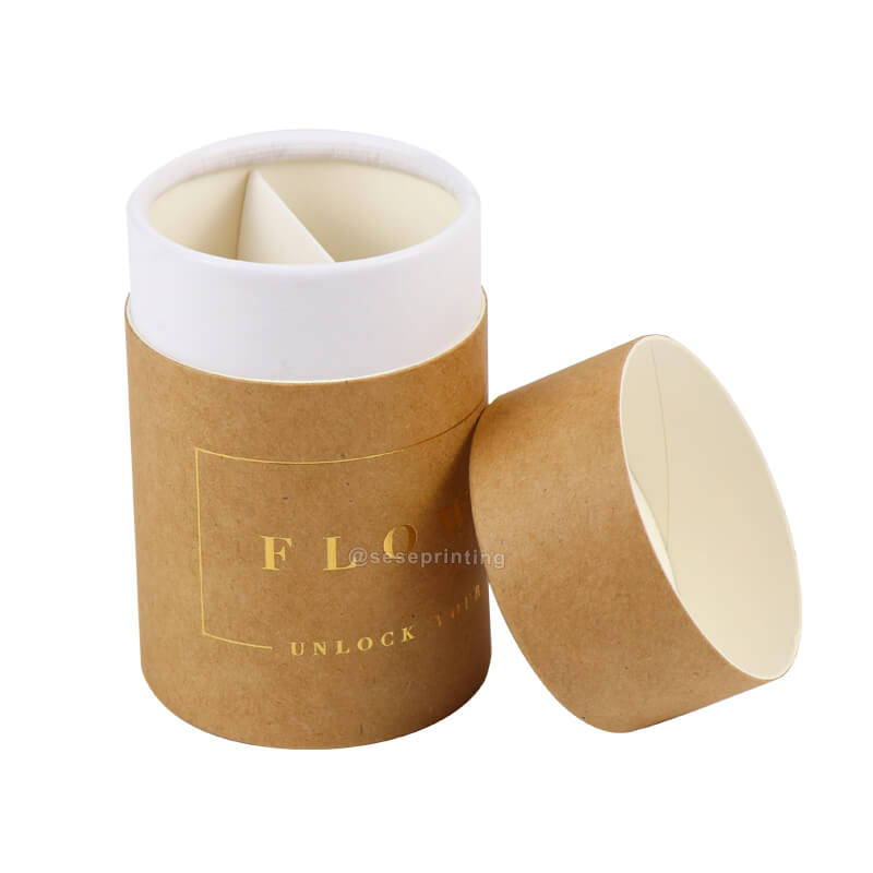 Brown Kraft Round Paper Packaging Luxury Cylinder Gift Tube Box