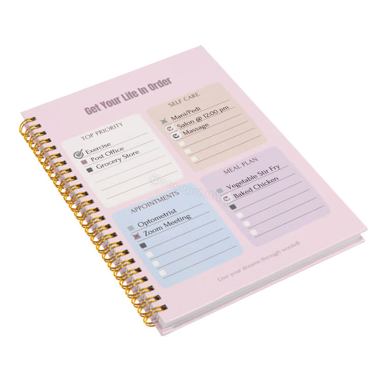 Custom Printing Self Care Planner Spiral Meal Plan Journal