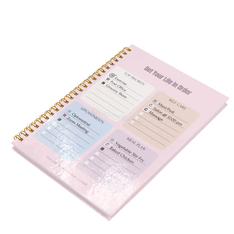 Custom Printing Self Care Planner Spiral Meal Plan Journal