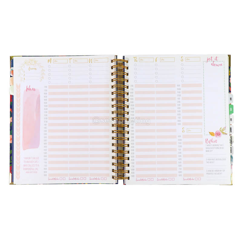 Free Sample Custom Daily Journal Wire Bound Planner Organizer Notebook