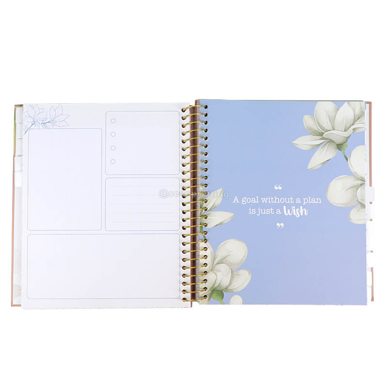 Custom Printing Life Planner Goal Journal Daily Spiral Wish Planner