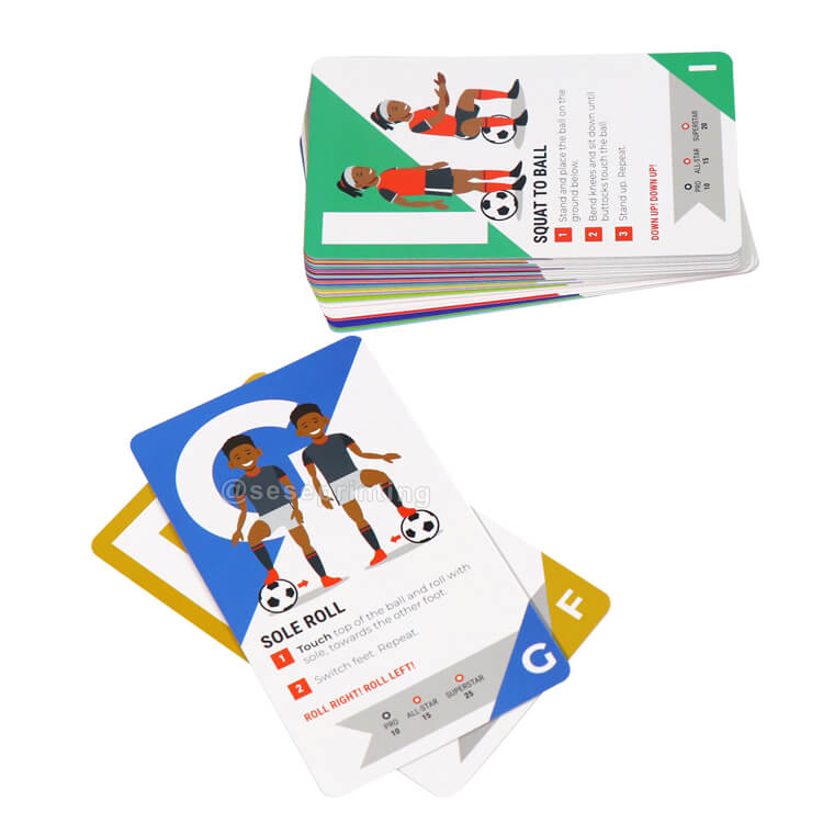 Custom Design Soccer Training Cards Printing Kids Flash Card